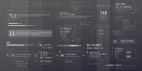Fototapeta premium A set of HUD text elements for a futuristic interface.