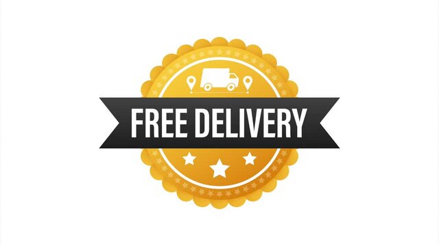Free delivery. Badge with truck. Price tag. stock illustrtaion.