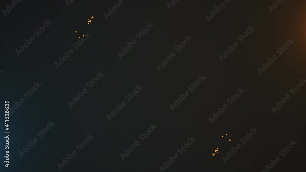 Poster orange and blue colors opening motion graphic round composition. abstract particle movements circula