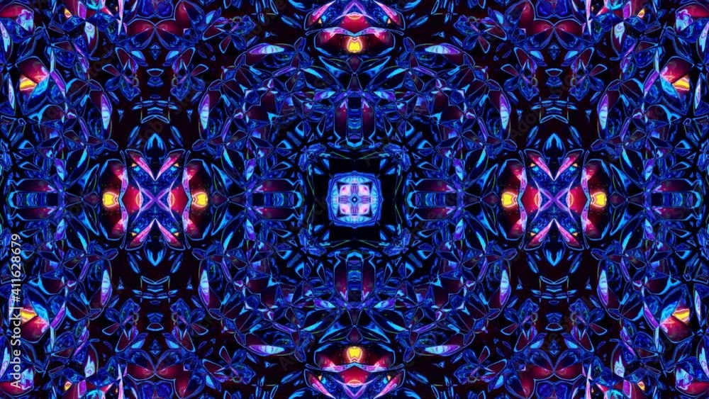 Poster liquid wavy pattern like kaleidoscope with waves, multicolor gradient. 3d stylish abstract looped bg
