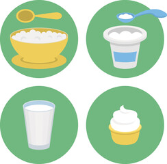 Modern Flat Food Icon Set for Web and Mobile Application in Stylish Colors Vector Illustration
