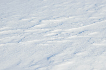 Fresh clean white snow background texture. Winter background with snowflakes and snow mounds. Snow lumps. Seasonal landscape details.