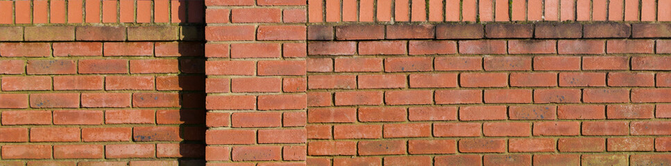 Weathered old brick wall in header format with space for copy