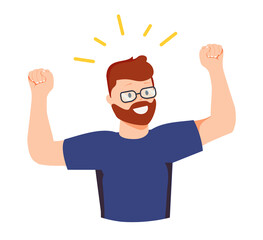 Happy and excited young business man celebrating victory expressing success, power, energy and positive emotions.