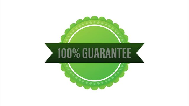 Ribbon with gold 100 guarantee. Banner sale. Business circle. Approval icon. stock illustration.