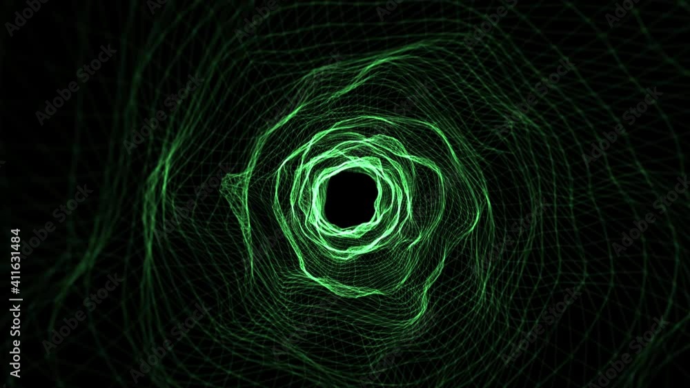 Aufkleber flight animation through abstract green tunnel. simple motion graphic background with glowing wormho