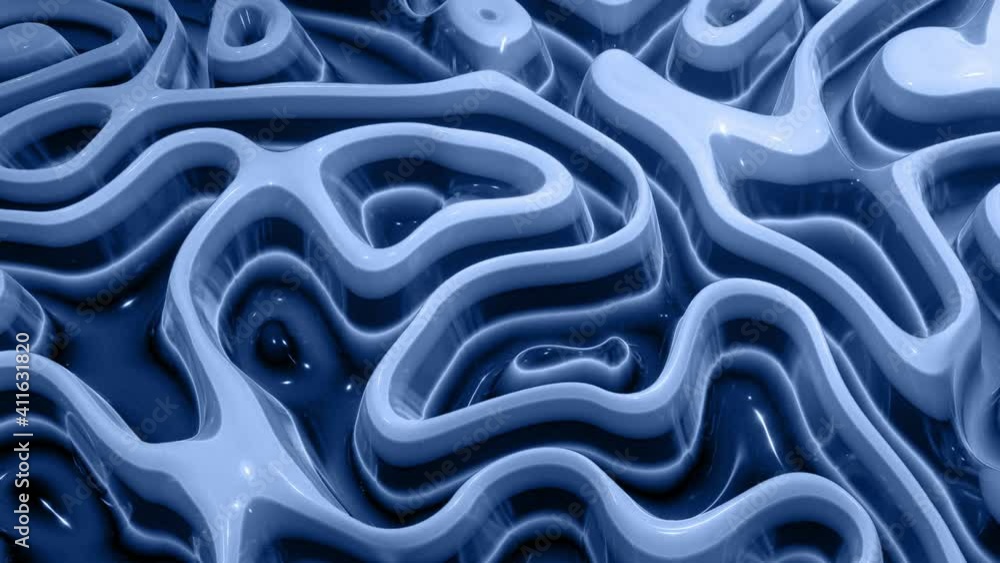 Aufkleber abstract looped black liquid background in 4k. abstract wavy pattern on bright glossy surface of flu