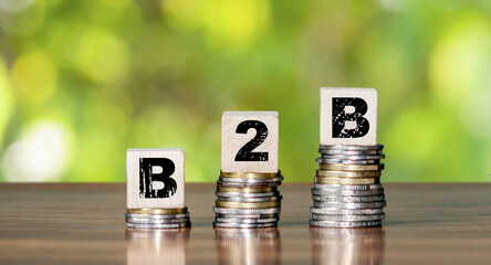 B2B - business to business marketing concept symbol. E-business or economy and finance concept