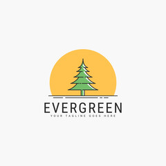 Evergreen pine trees logo vector illustration design