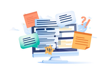 Illustrations flat design concept video conference. online meeting work form home. Vector illustrate.