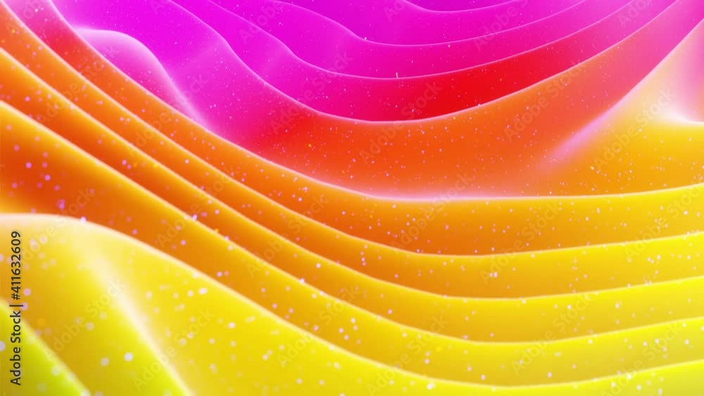 Poster beautiful abstract 3d surface with extrude or displace waves transform in loop. rainbow gradient. so