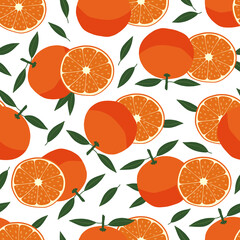 Seamless pattern with orange. Citrus fruit. Healthy natural food with vitamins. Drawn by hands. Organic and eco. This is a background for printing on fabric and textiles and wallpapers.