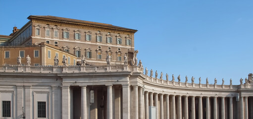 Famous St. Peters square or Piazza San Pietro in Rome