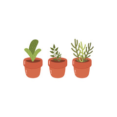
Set of cute flowerpots vector illustration in flat style