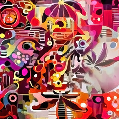 Psychedelic abstract with marijuana leaf