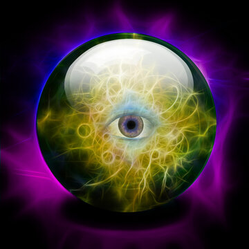 Crystal Ball with Eye and Galaxy