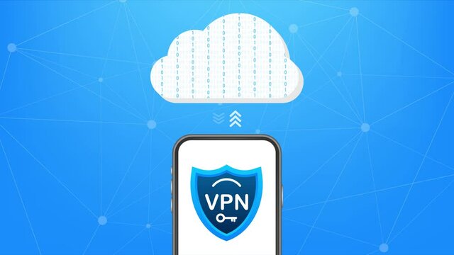 Secure VPN connection concept. Virtual private network connectivity overview. stock illustration.