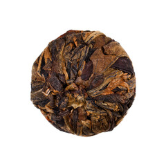 Ball of dry tied flower tea isolated on a white background.