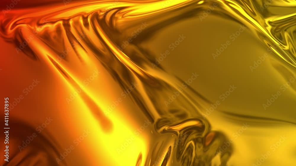 Poster animated metalic gradient in 4k. 3d render of wavy cloth surface that forms ripples like in liquid m