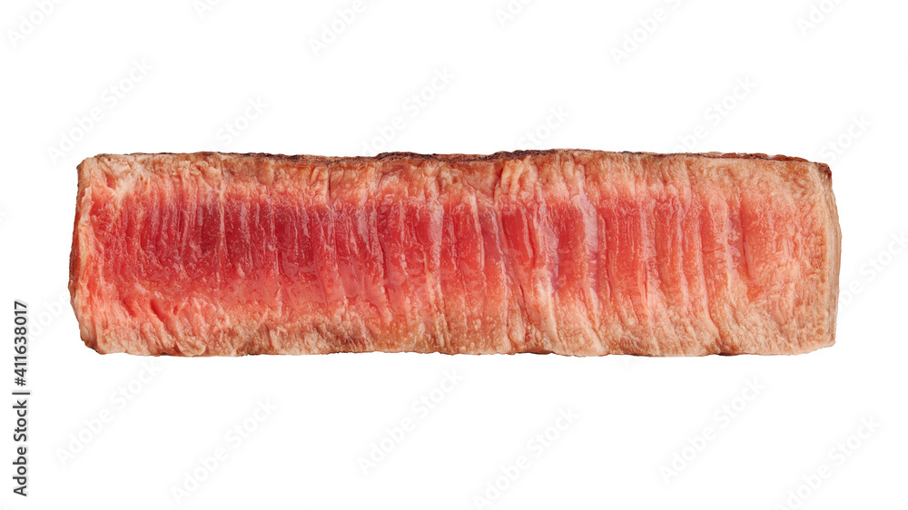 Wall mural Steak, frying degree: medium rare, isolated on white background, clipping path, full depth of field