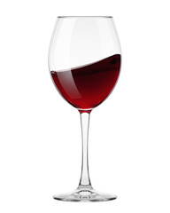 red Wine in glass isolated on white background, full depth of field, clipping path