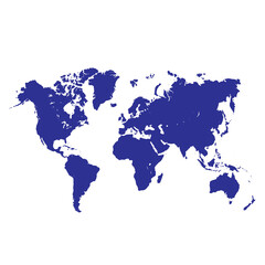 Fototapeta na wymiar World map vector, isolated on white background.