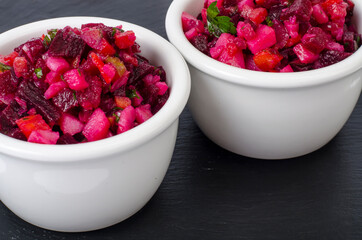 Beetroot diet dishes. Vegetarian vegetable salad