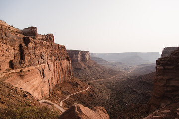 Sunset at Shafer Trail in Canyonlands National Park, Utah - 411641632