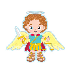 Archangel Michael. Cartoons inspired in catholic characters. Vectorial illustration. 