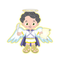 Archangel Michael. Cartoons inspired in catholic characters. Vectorial illustration. 