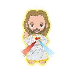 Jesus Christ. Cartoons inspired in catholic characters. Vectorial illustration. 