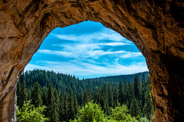 Beautiful view of forest at sunny day from Bijambare caves in Bosnia and Herzegovina