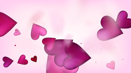 Realistic Hearts Vector Confetti. Valentines Day Tender Pattern. Rich VIP Gift, Birthday Card, Poster Background Valentines Day Decoration with Falling Down Hearts Confetti. Beautiful Pink Glitter