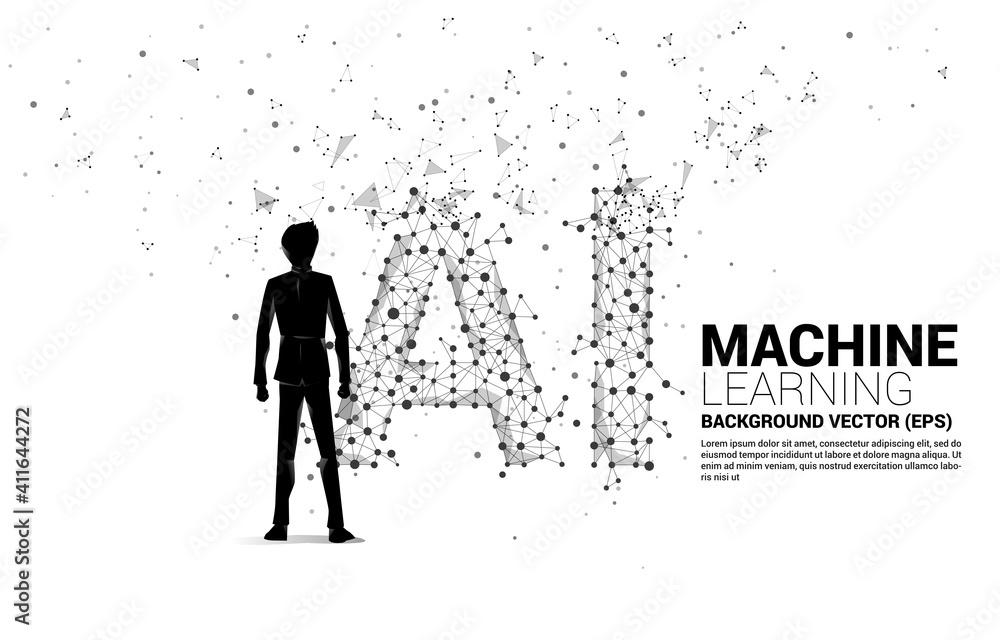 Fototapete polygon dot connect line shaped ai. concept for machine learning and artificial intelligence.