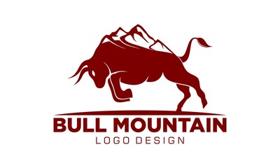 Unique bull mountain vector logo