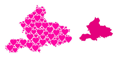 Love collage and solid map of Gelderland Province. Collage map of Gelderland Province is formed with pink lovely hearts. Vector flat illustration for love concept illustrations.
