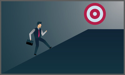 
vector illustration of business man running towards the target