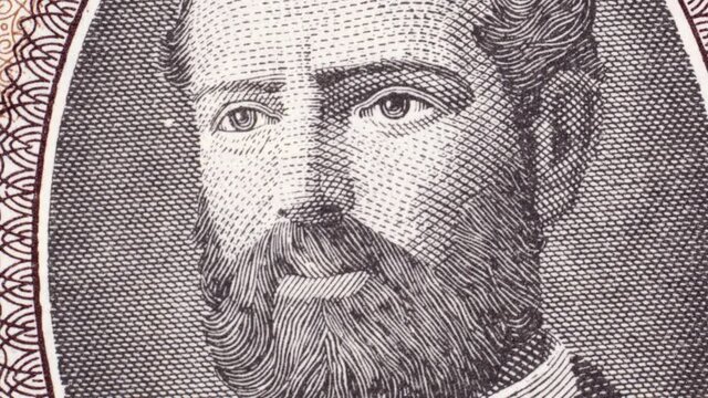 Arturo Prat portrait on Chile vintage escudo banknote rotating