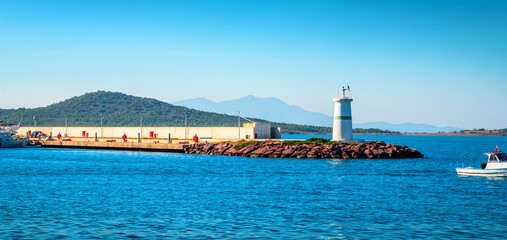 Beautiful sea landscape with lighthouse near city Ayvalik, Turkey