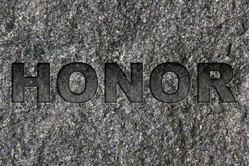 Honor etched in bold, dark gray text on black granite.
