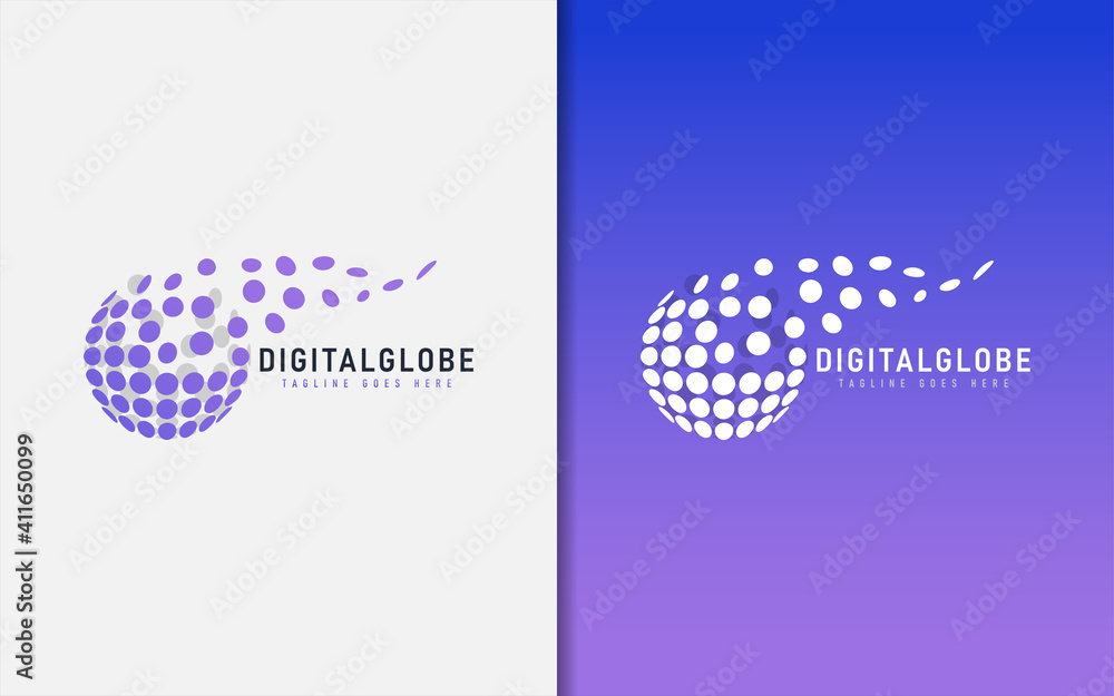 Aufkleber digital globe logo design. a collection of circles in the shape of a globe. usable for business and 