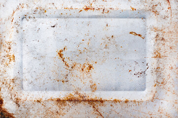Rough surface old wall, white concrete slab with rust, brown rusty color, textured background...