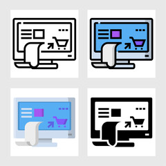 shopping online icon vector design in filled, thin line, outline and flat style.