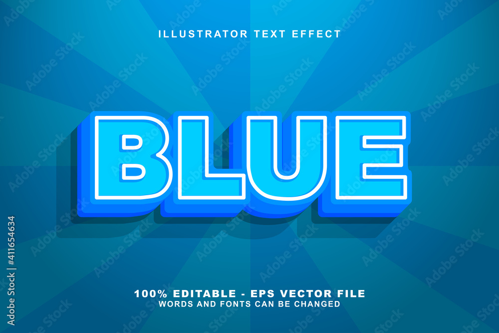 Poster blue, 3d editable text effect blue gradation. template with bold font concept. premium vector