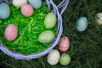 easter eggs in a nest