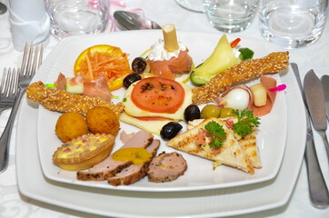 cold appetizer at a wedding in Romania