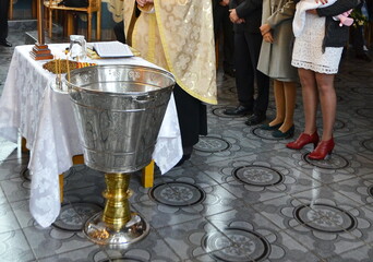 silver vessel for baptism in romania