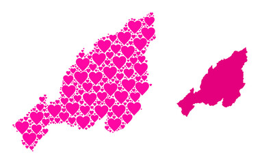 Love collage and solid map of Nagaland State. Collage map of Nagaland State is formed from pink love hearts. Vector flat illustration for love abstract illustrations.