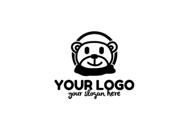 cute little bear logo for your business, shop, brand, and many more in black and white color