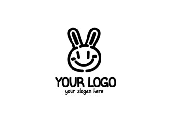 Cute Bunny logo template in black and white color for your business, pet shop, animal lover, and many more